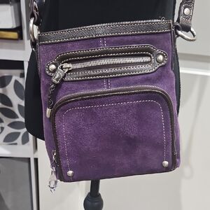 Coldwater Creek Purple Crossbody Bag with Silver Accents